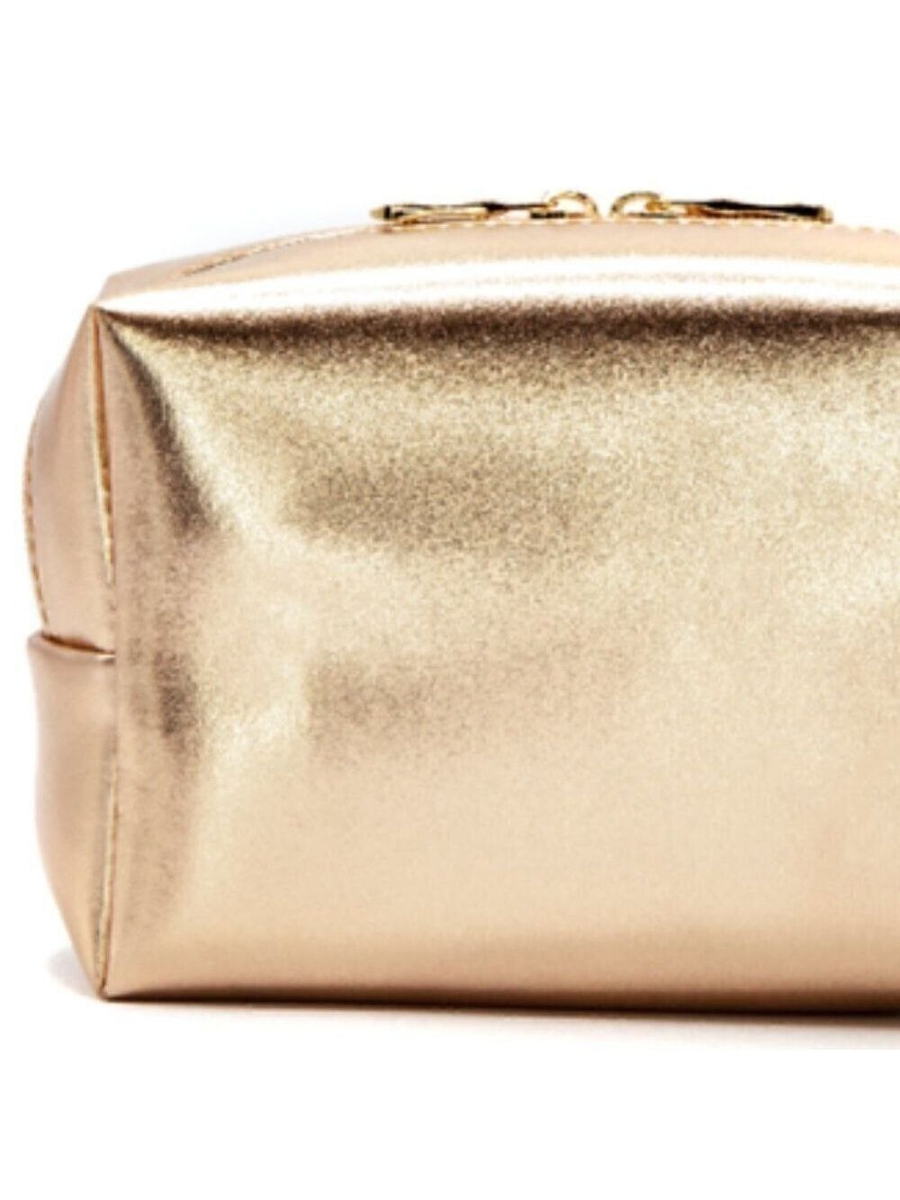 Gold Metallic Vegan leather Womens makeup travel cosmetic bag  NEW
